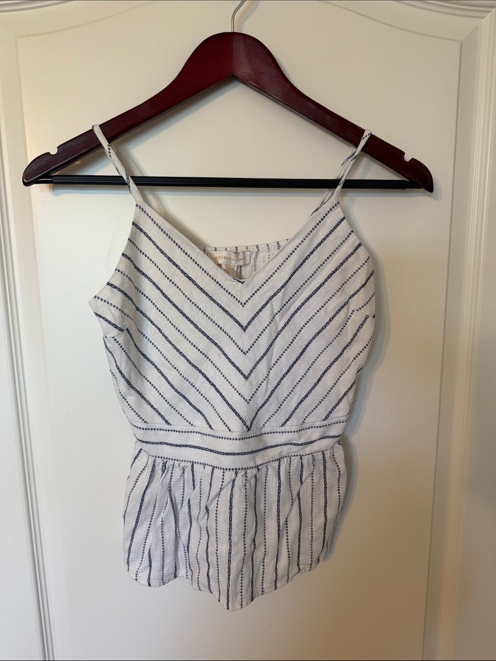 Monteau White & Navy Striped Spaghetti Strap Romper